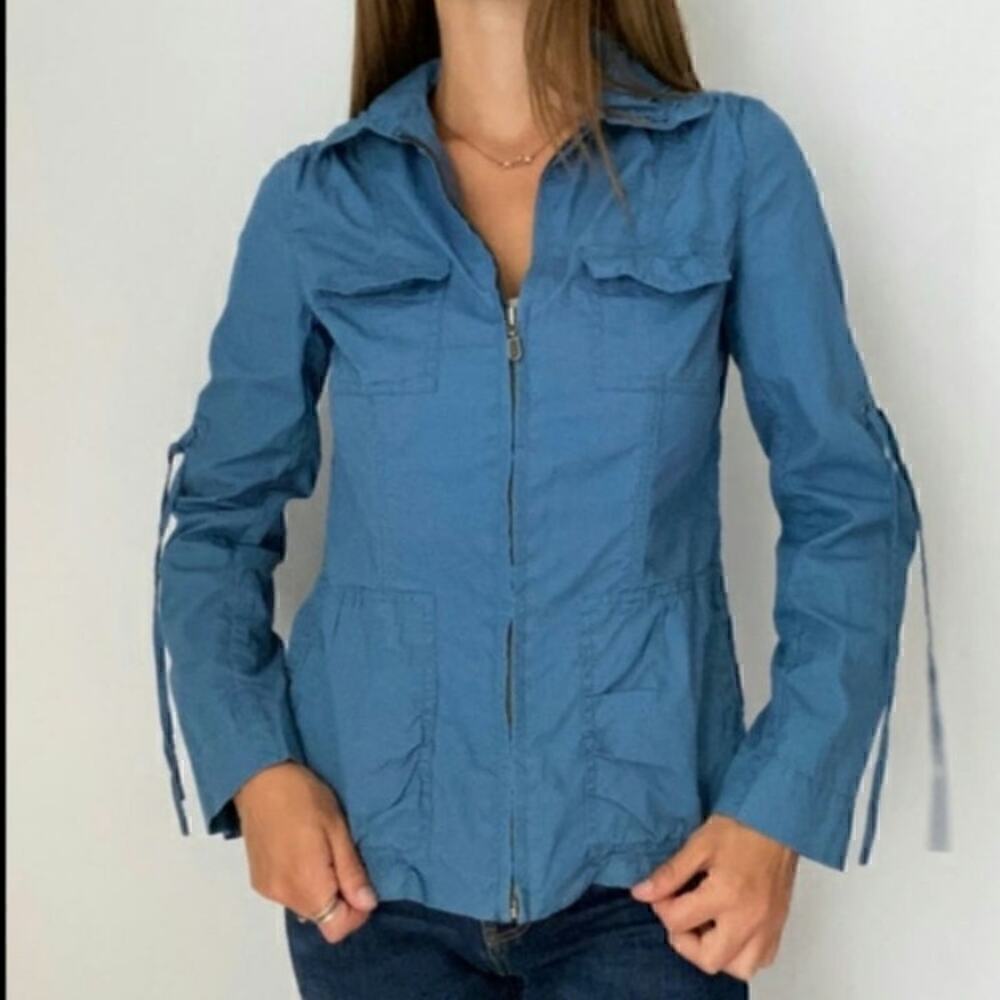 CAbi Fly Away Utility Zip Jacket in Blue, sz Medium